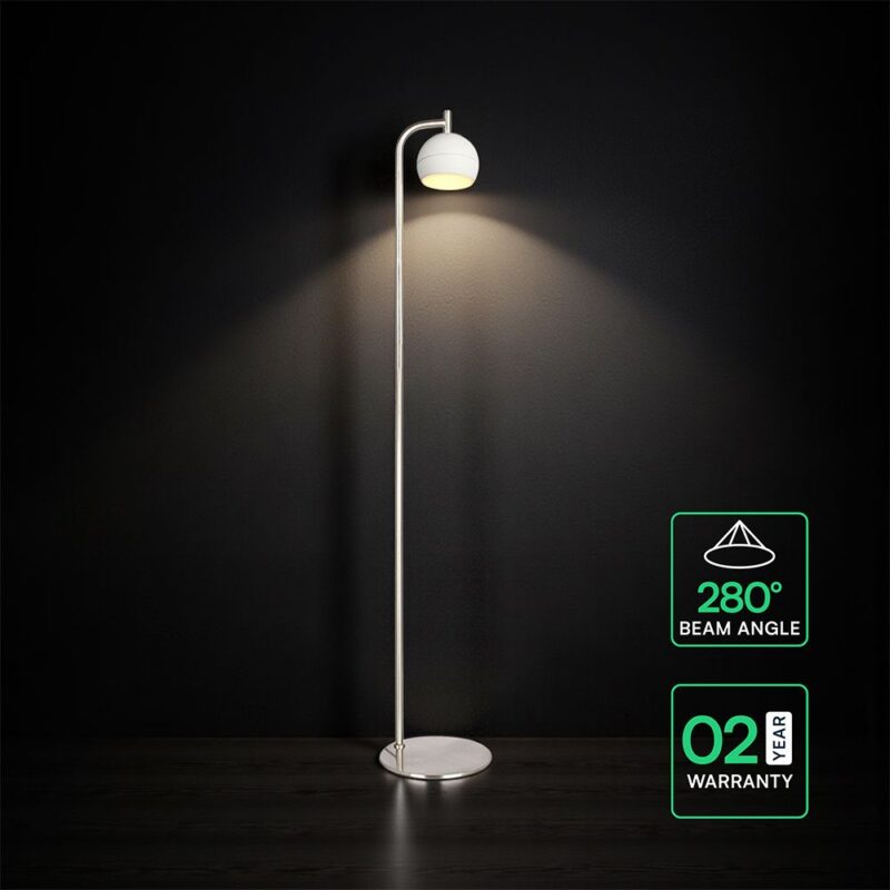 V-TAC – 24131 Φωτιστικό Δαπέδου LED 10W 1200lm Θερμό 3000K Νίκελ Ματ & Λευκό