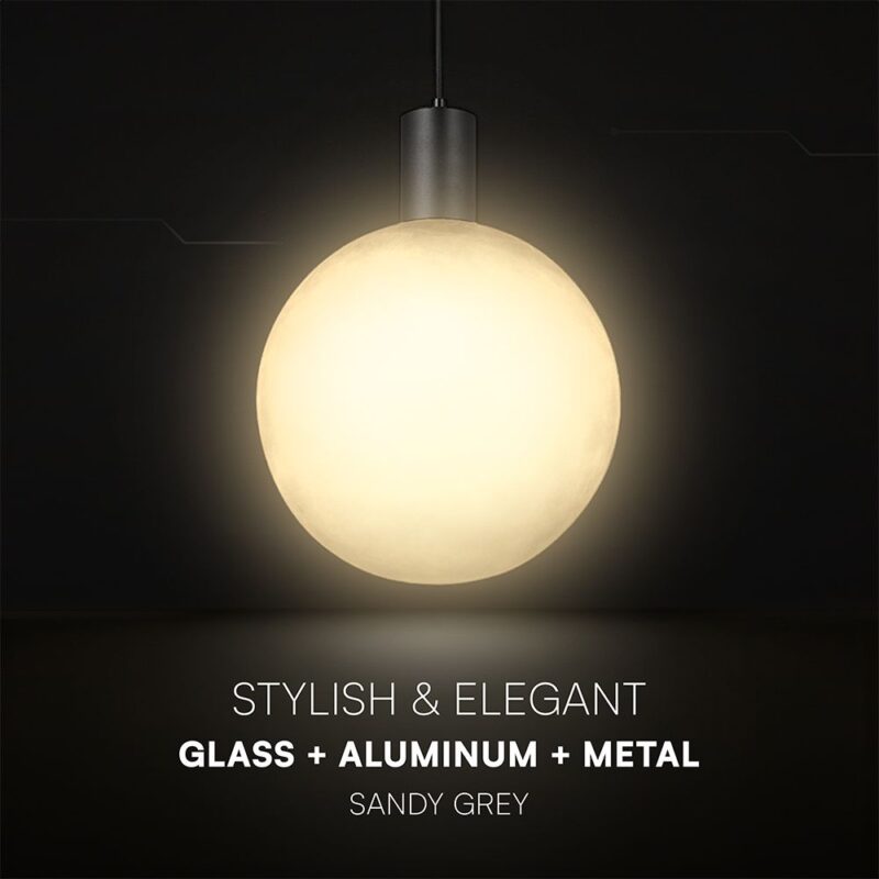 V-TAC – 24132 Διακοσμητικό Κρεμαστό Φωτιστικό 1xE27 Φ300 Μαύρο Ματ & Γκρι Γυαλί