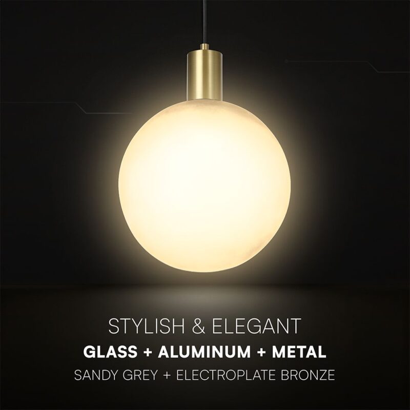 V-TAC – 24133 Διακοσμητικό Κρεμαστό Φωτιστικό 1xE27 Φ300 Μπρονζε & Γκρι Γυαλί