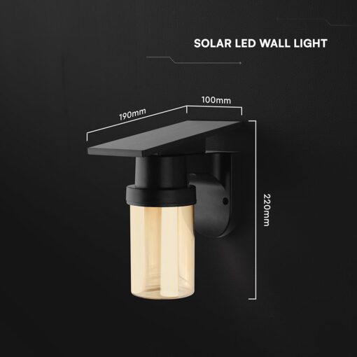 Ηλιακό Φωτιστικό Τοίχου 0.9W LED CCT Μαύρο  IP54 με Τηλεχειριστήριο V-TAC – 24153