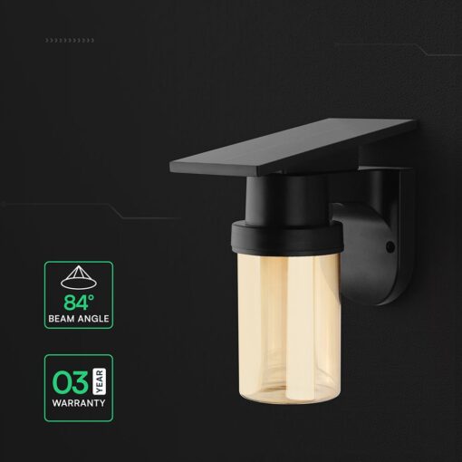 Ηλιακό Φωτιστικό Τοίχου 0.9W LED CCT Μαύρο  IP54 με Τηλεχειριστήριο V-TAC – 24153