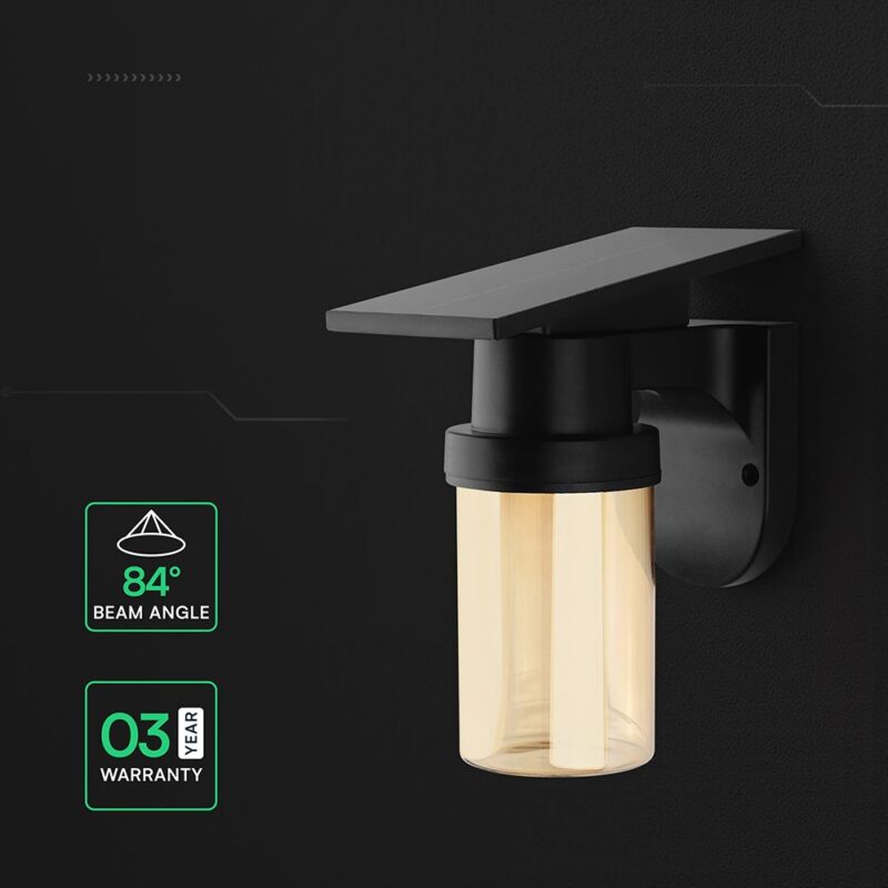 Ηλιακό Φωτιστικό Τοίχου 0.9W LED CCT Μαύρο  IP54 με Τηλεχειριστήριο V-TAC – 24153