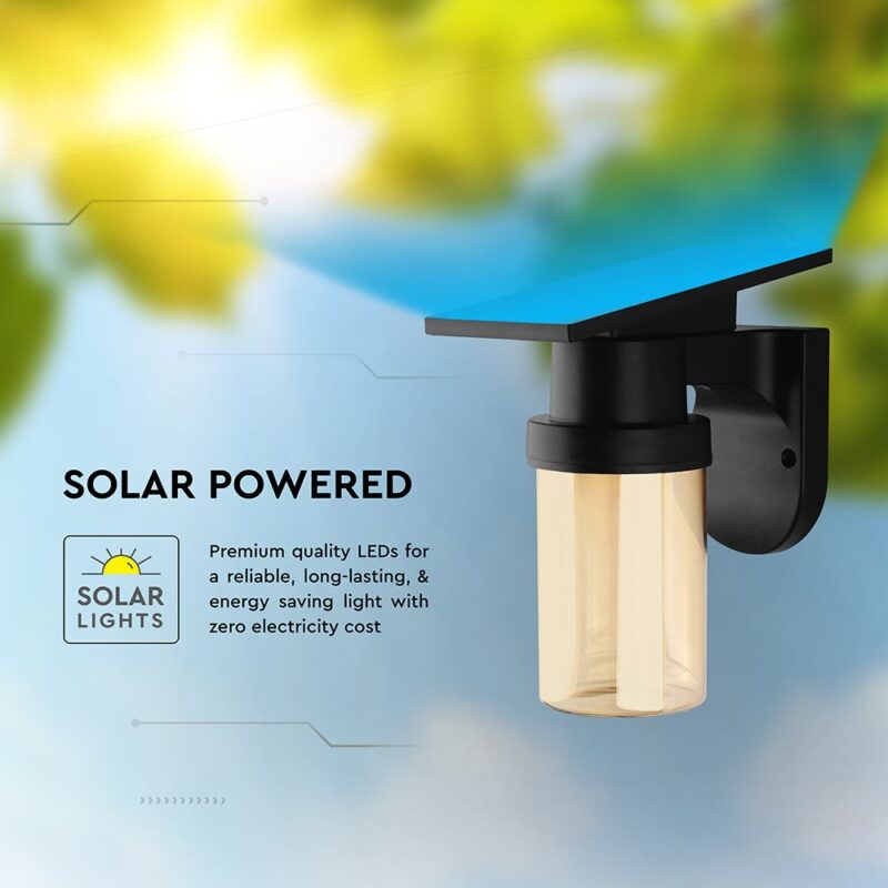 Ηλιακό Φωτιστικό Τοίχου 0.9W LED CCT Μαύρο  IP54 με Τηλεχειριστήριο V-TAC – 24153