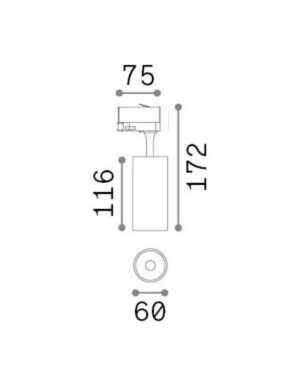 FOX TR 3-PHASE 15W CRI90 4000K ON-OFF BK IDEAL LUX – 1-ID322346