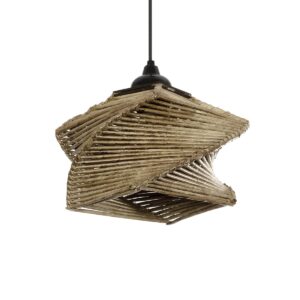 GLOBOSTAR® HUSLE 205-0043 Boho Κρεμαστό Φωτιστικό Οροφής με Ντουί 1 x E27 AC 220-240V IP20 – Μπεζ – M28 x Π28 x Υ19cm