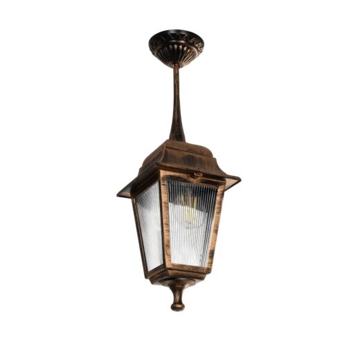 GLOBOSTAR® SOLME 203-0214 Vintage Φωτιστικό Οροφής με Ντουί 1 x E27 AC 220-240V IP44 – Χάλκινο – Μ15 x Π15 x Υ27cm