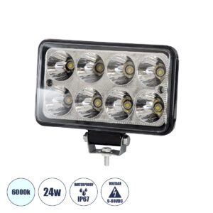 GloboStar® 85419 Vehicle & Forklift Work Lights – Φώτα Εργασίας για Οχήματα Περονοφόρα – Κλάρκ LED 24W DC 9-80V Αδιάβροχο IP67 Ψυχρό Λευκό 6000K Μ15.5 x Π9 x Υ5.5cm