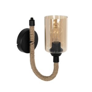 GLOBOSTAR® RIFT 203-0002 Vintage Φωτιστικό Τοίχου – Απλίκα με Ντουί 1 x E27 AC 220-240V IP20 – Μαύρο & Μπεζ – Μ12 x Π24 x Υ31cm