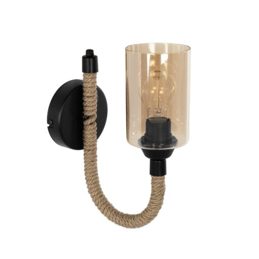 GLOBOSTAR® RIFT 203-0002 Vintage Φωτιστικό Τοίχου – Απλίκα με Ντουί 1 x E27 AC 220-240V IP20 – Μαύρο & Μπεζ – Μ12 x Π24 x Υ31cm