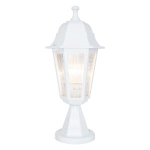 GloboStar® VITRO 203-0200 Vintage Επιδαπέδιο Φωτιστικό Φαναράκι Μονόφωτο 1 x E27 IP44 Λευκό & Διάφανο Πλαστικό – Μ16 x Π16 x Υ39cm