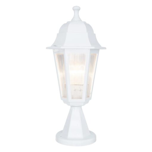 GloboStar® VITRO 203-0200 Vintage Επιδαπέδιο Φωτιστικό Φαναράκι Μονόφωτο 1 x E27 IP44 Λευκό & Διάφανο Πλαστικό – Μ16 x Π16 x Υ39cm