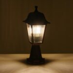 GloboStar® SOLME 203-0215 Vintage Επιδαπέδιο Φωτιστικό Φαναράκι Μονόφωτο 1 x E27 IP44 Χάλκινο & Διάφανο Πλαστικό – Μ22 x Π22 x Υ40cm