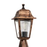 GloboStar® SOLME 203-0215 Vintage Επιδαπέδιο Φωτιστικό Φαναράκι Μονόφωτο 1 x E27 IP44 Χάλκινο & Διάφανο Πλαστικό – Μ22 x Π22 x Υ40cm