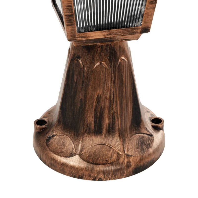 GloboStar® SOLME 203-0215 Vintage Επιδαπέδιο Φωτιστικό Φαναράκι Μονόφωτο 1 x E27 IP44 Χάλκινο & Διάφανο Πλαστικό – Μ22 x Π22 x Υ40cm