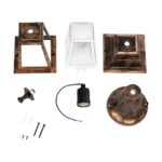 GloboStar® SOLME 203-0215 Vintage Επιδαπέδιο Φωτιστικό Φαναράκι Μονόφωτο 1 x E27 IP44 Χάλκινο & Διάφανο Πλαστικό – Μ22 x Π22 x Υ40cm