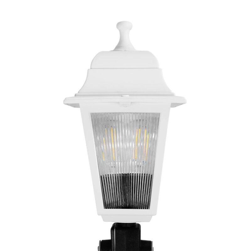 GloboStar® SOLME 203-0223 Vintage Καρφωτό Φωτιστικό Φαναράκι Μονόφωτο 1 x E27 IP44 Λευκό & Διάφανο Πλαστικό – Μ22 x Π22 x Υ35cm