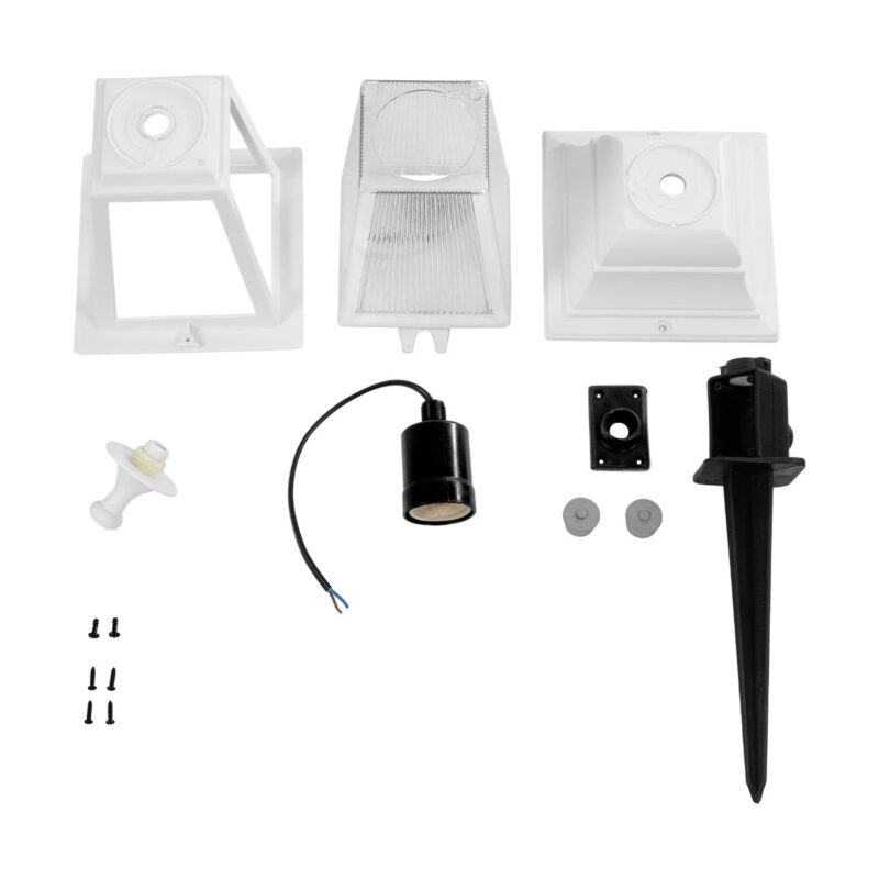 GloboStar® SOLME 203-0223 Vintage Καρφωτό Φωτιστικό Φαναράκι Μονόφωτο 1 x E27 IP44 Λευκό & Διάφανο Πλαστικό – Μ22 x Π22 x Υ35cm