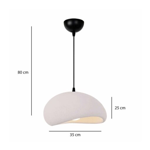 GLOBOSTAR® STONE 204-0176 Μοντέρνο Κρεμαστό Φωτιστικό Οροφής με Ντουί 1 x E27 AC 220-240V IP20 – Λευκό – Μ31.5 x Π35 x Υ26cm