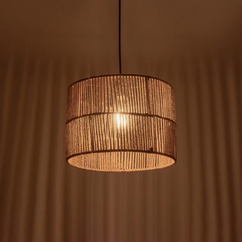 GLOBOSTAR® SAFA 205-0085 Boho Κρεμαστό Φωτιστικό Οροφής με Ντουί 1 x E27 AC 220-240V IP20 – Μπεζ – M30 x Π30 x Υ26cm