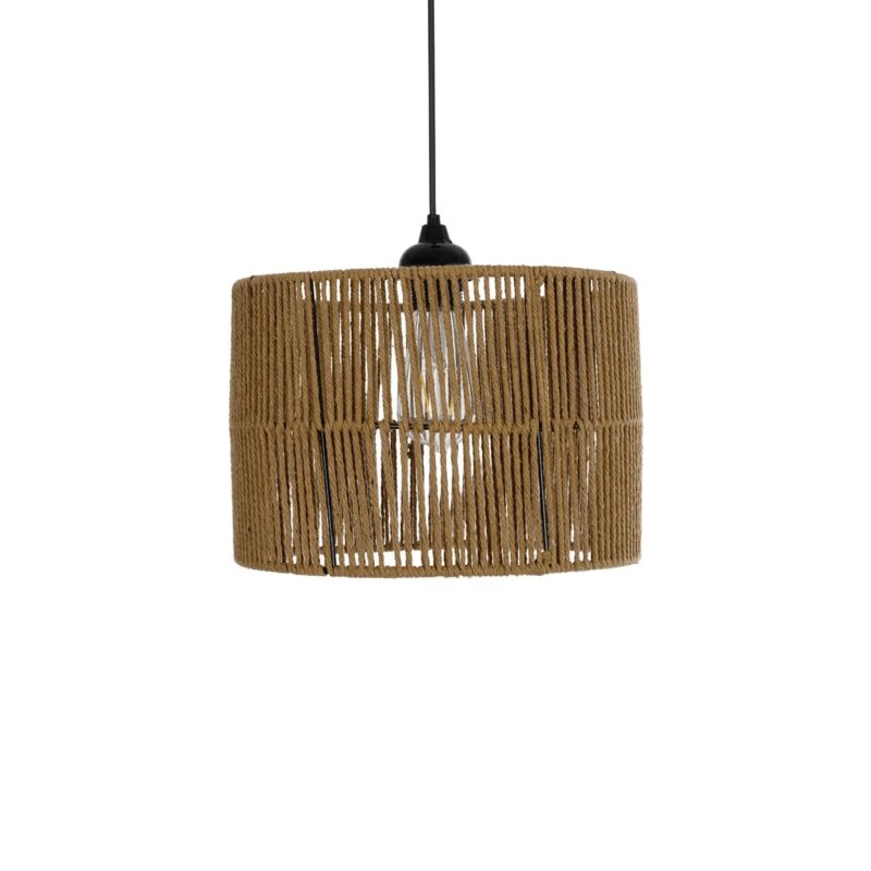 GLOBOSTAR® SAFA 205-0085 Boho Κρεμαστό Φωτιστικό Οροφής με Ντουί 1 x E27 AC 220-240V IP20 – Μπεζ – M30 x Π30 x Υ26cm