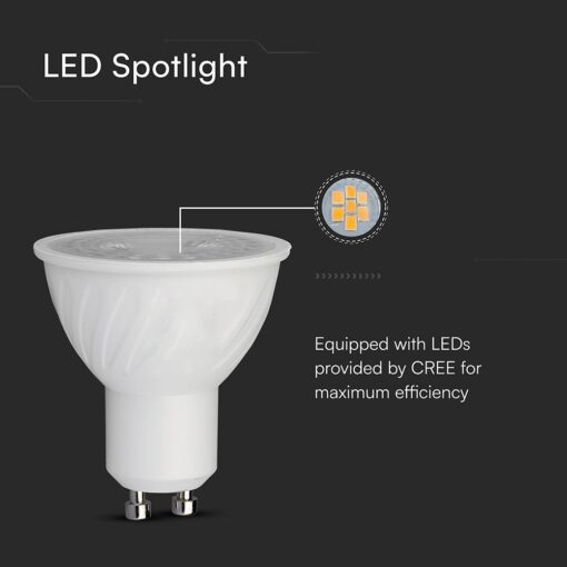 V-TAC – 211986 LED Λάμπα GU10 Cree Chip 6W Dimmable 110° 445lm Θερμό Λευκό 3000K 6yrs Wty