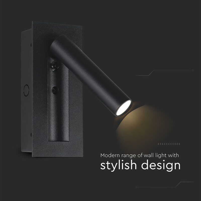 V-TAC – 239996 Χωνευτό Φωτιστικό Κρεβατιού Τύπου Ξενοδοχείου Μαύρο Cree Chip LED 2W 76lm 3000K