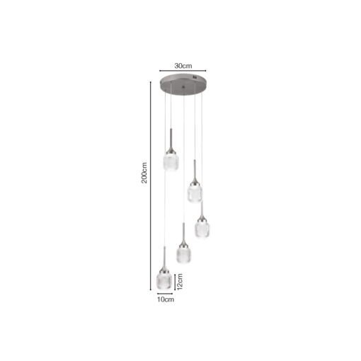 Inlight Κρεμαστό φωτιστικό LED 5*10W από χρυσαφί μέταλλο και ακρυλικό D:30x200cm (4077-5-Golden)