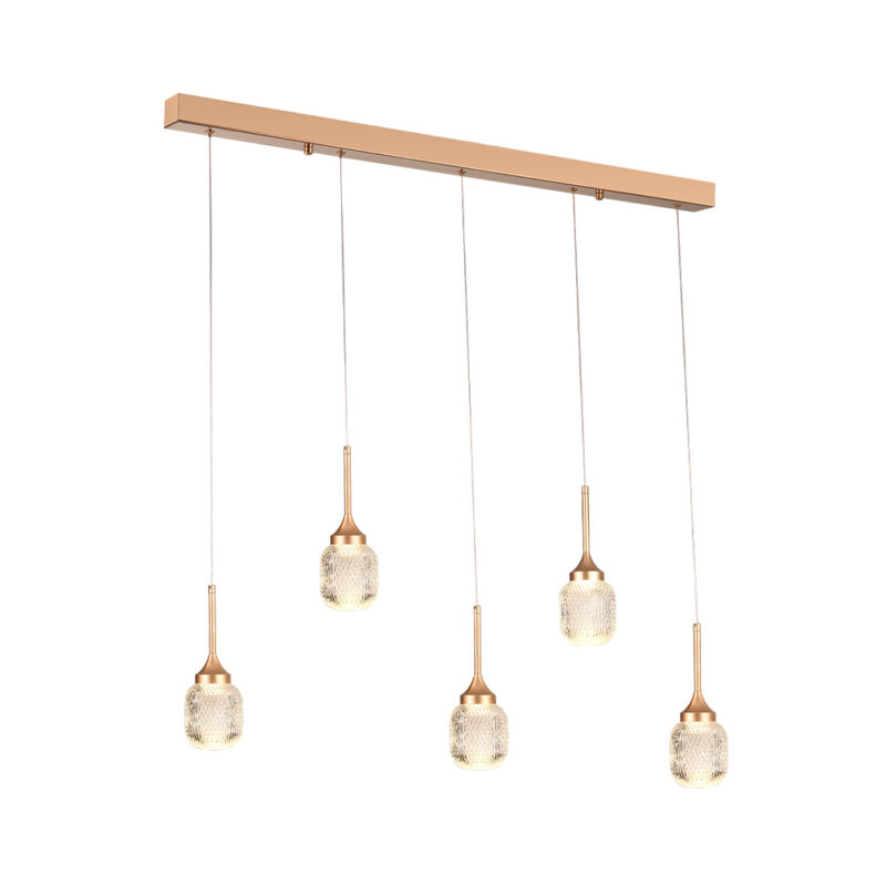 Inlight Κρεμαστό φωτιστικό LED 5*10W από χρυσαφί μέταλλο και ακρυλικό D:60x200cm (4077R-5-Golden)