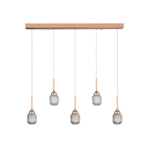 Inlight Κρεμαστό φωτιστικό LED 5*10W από χρυσαφί μέταλλο και ακρυλικό D:60x200cm (4077R-5-Golden)