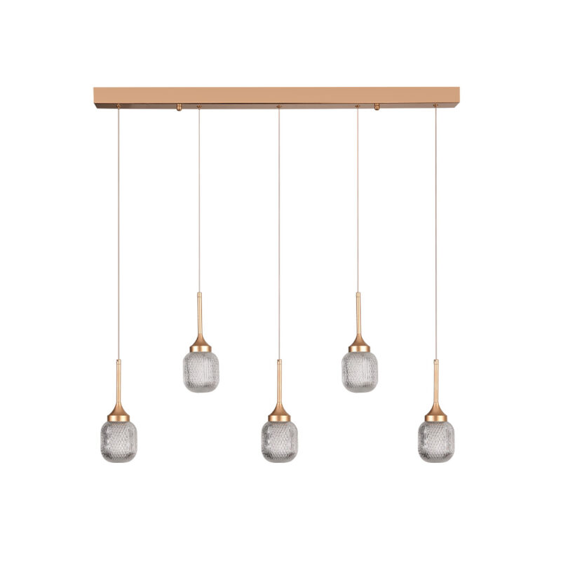 Inlight Κρεμαστό φωτιστικό LED 5*10W από χρυσαφί μέταλλο και ακρυλικό D:60x200cm (4077R-5-Golden)