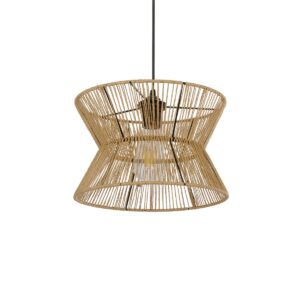 GLOBOSTAR® UPCONE 205-0055 Boho Κρεμαστό Φωτιστικό Οροφής με Ντουί 1 x E27 AC 220-240V IP20 – Μπεζ – M30 x Π30 x Υ21cm