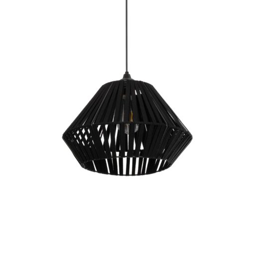 GLOBOSTAR® NUI 205-0061 Boho Κρεμαστό Φωτιστικό Οροφής με Ντουί 1 x E27 AC 220-240V IP20 – Μαύρο – M36 x Π36 x Υ27cm