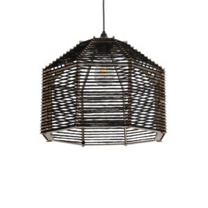 GLOBOSTAR® VORK 205-0027 Boho Κρεμαστό Φωτιστικό Οροφής με Ντουί 1 x E27 AC 220-240V IP20 – Μαύρο – M40 x Π40 x Υ36cm