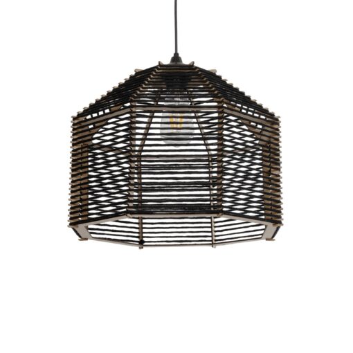 GLOBOSTAR® VORK 205-0027 Boho Κρεμαστό Φωτιστικό Οροφής με Ντουί 1 x E27 AC 220-240V IP20 – Μαύρο – M40 x Π40 x Υ36cm