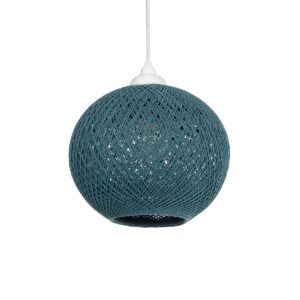 GLOBOSTAR® SOLEI 205-0012 Boho Κρεμαστό Φωτιστικό Οροφής με Ντουί 1 x E27 AC 220-240V IP20 – Τιρκουάζ – M20 x Π20 x Υ25cm