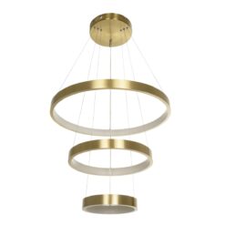GLOBOSTAR® NEMESIS TRIO 61169 Μοντέρνο Κρεμαστό Φωτιστικό Οροφής LED 100W 12123lm 360° AC 220-240V IP20 Ρυθμιζόμενο Λευκό CCT με Χειριστήριο από 2700K έως 6000K Dimmable – Lumileds SMD Chip – Χρυσό Βούρτσας – Μ60 x Π60 x Υ60cm – 3 Χρόνια Εγγύηση
