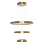 GLOBOSTAR® NEMESIS TRIO 61169 Μοντέρνο Κρεμαστό Φωτιστικό Οροφής LED 100W 12123lm 360° AC 220-240V IP20 Ρυθμιζόμενο Λευκό CCT με Χειριστήριο από 2700K έως 6000K Dimmable – Lumileds SMD Chip – Χρυσό Βούρτσας – Μ60 x Π60 x Υ60cm – 3 Χρόνια Εγγύηση