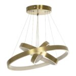 GLOBOSTAR® NEMESIS TRIO 61169 Μοντέρνο Κρεμαστό Φωτιστικό Οροφής LED 100W 12123lm 360° AC 220-240V IP20 Ρυθμιζόμενο Λευκό CCT με Χειριστήριο από 2700K έως 6000K Dimmable – Lumileds SMD Chip – Χρυσό Βούρτσας – Μ60 x Π60 x Υ60cm – 3 Χρόνια Εγγύηση