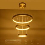 GLOBOSTAR® NEMESIS TRIO 61169-DECO Μοντέρνο Κρεμαστό Φωτιστικό Οροφής LED 100W 12123lm 360° AC 220-240V IP20 Ρυθμιζόμενο Λευκό CCT με Χειριστήριο από 2700K έως 6000K Dimmable – Lumileds SMD Chip – Χρυσό Βούρτσας – Μ60 x Π60 x Υ60cm – 3 Χρόνια Εγγύηση