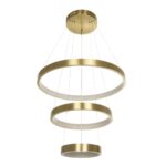 GLOBOSTAR® NEMESIS TRIO 61169-DECO Μοντέρνο Κρεμαστό Φωτιστικό Οροφής LED 100W 12123lm 360° AC 220-240V IP20 Ρυθμιζόμενο Λευκό CCT με Χειριστήριο από 2700K έως 6000K Dimmable – Lumileds SMD Chip – Χρυσό Βούρτσας – Μ60 x Π60 x Υ60cm – 3 Χρόνια Εγγύηση