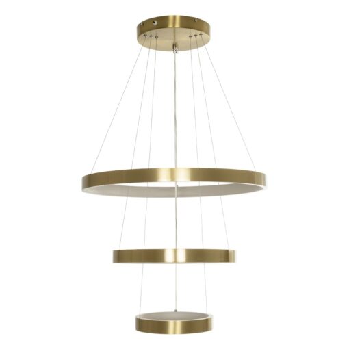 GLOBOSTAR® NEMESIS TRIO 61169-DECO Μοντέρνο Κρεμαστό Φωτιστικό Οροφής LED 100W 12123lm 360° AC 220-240V IP20 Ρυθμιζόμενο Λευκό CCT με Χειριστήριο από 2700K έως 6000K Dimmable – Lumileds SMD Chip – Χρυσό Βούρτσας – Μ60 x Π60 x Υ60cm – 3 Χρόνια Εγγύηση