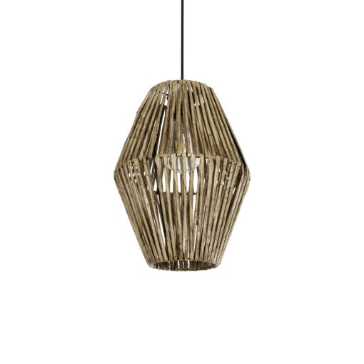 GLOBOSTAR® CASTILLO 205-0046 Boho Κρεμαστό Φωτιστικό Οροφής με Ντουί 1 x E27 AC 220-240V IP20 – Μπεζ – M26 x Π26 x Υ36cm