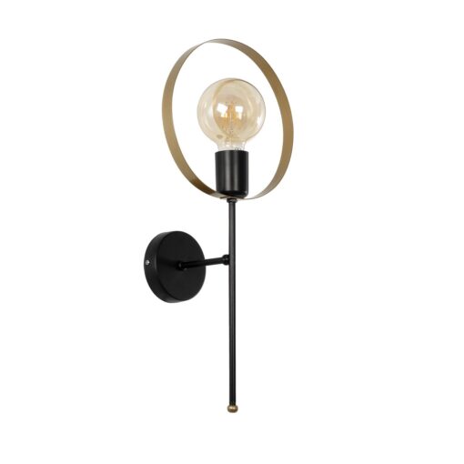 GLOBOSTAR® SOPA 201-0120 Μοντέρνο Φωτιστικό Τοίχου – Απλίκα με Ντουί 1 x E27 AC 220-240V IP20 – Μαύρο & Χρυσό – Μ23 x Π15 x Υ51cm