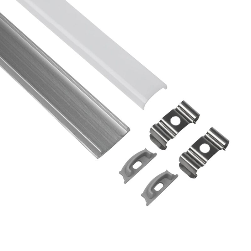 GLOBOSTAR® ALP-LINEAR CURBARIO 70802-1M Επιφανειακό Εύκαμπτο Προφίλ Αλουμινίου με Λευκό Γαλακτερό Πατητό Κάλυμμα για Ταινίες LED IP20 – Ασημί & Λευκό – Μ100 x Π1.8 x Υ0.5cm