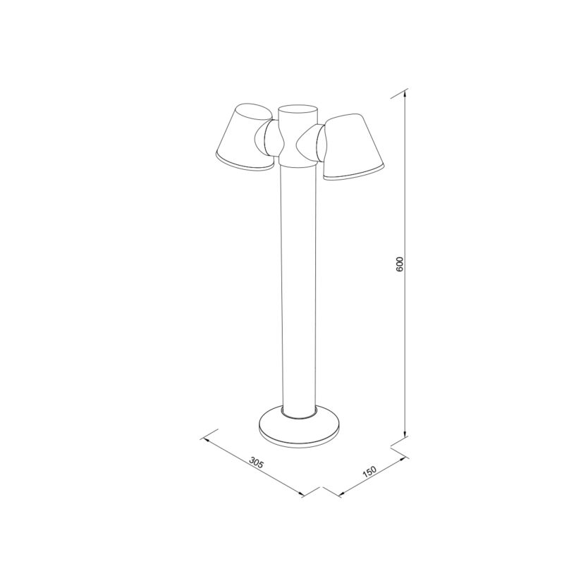 it-Lighting Shasta 2xGU10 Outdoor Pole Light Black D:150x305x600mm (80400814)