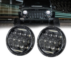 GloboStar® 85417 Σετ 2 x Φανάρια JEEP WRANGLER 7” Ιντσών Βασικού Φωτισμού H/L με Ring Light DRL & Φλας LED CREE CXB COB 75W 12000lm DC 10-30V Αδιάβροχα IP67 Ψυχρό Λευκό 6000K