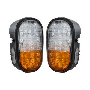 GloboStar® 85455 E57 Mark Σετ 2 x Φανάρια για TOYOTA & UNIVERSAL FORKLIFT Βασικού Φωτισμού για Οχήματα Περονοφόρα – Κλάρκ με Φλας LED 40W DC 10-80V Αδιάβροχα IP6K9K Πορτοκαλί & Ψυχρό Λευκό 6000K  Μ20 x Π8 x Υ12cm