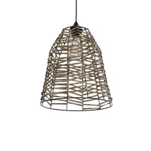 GLOBOSTAR® NETZ 205-0026 Boho Κρεμαστό Φωτιστικό Οροφής με Ντουί 1 x E27 AC 220-240V IP20 – Μπεζ – M30 x Π30 x Υ38cm