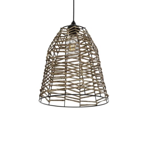 GLOBOSTAR® NETZ 205-0026 Boho Κρεμαστό Φωτιστικό Οροφής με Ντουί 1 x E27 AC 220-240V IP20 – Μπεζ – M30 x Π30 x Υ38cm