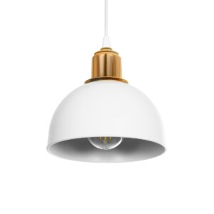 GLOBOSTAR® ΗUT 203-0147 Μοντέρνο Κρεμαστό Φωτιστικό Οροφής με Ντουί 1 x E27 AC 220-240V IP20 – Λευκό & Χρυσό – Μ18 x Π18 x Υ18cm